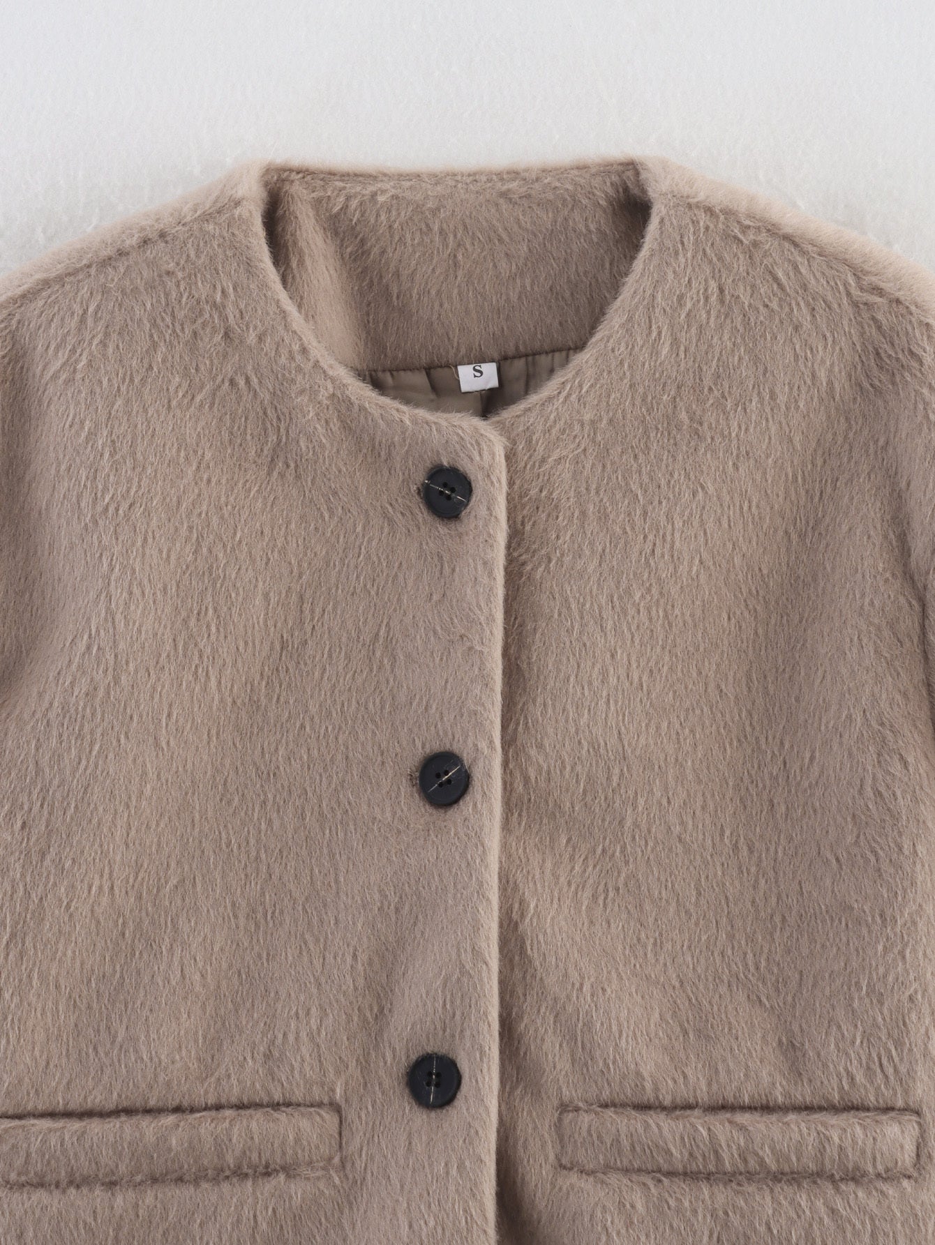 Women 2025 New Wool blend crew neck coat