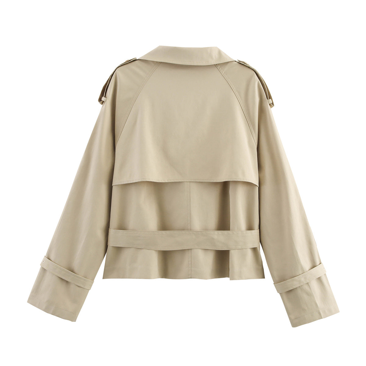 Women's New Fashion With Belt Short Double breasted Windbreaker Coat