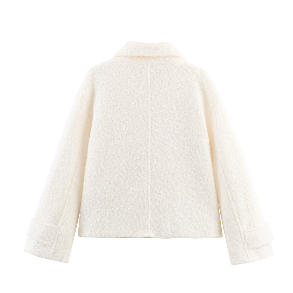 Women's loose double breasted looped fleece Coat