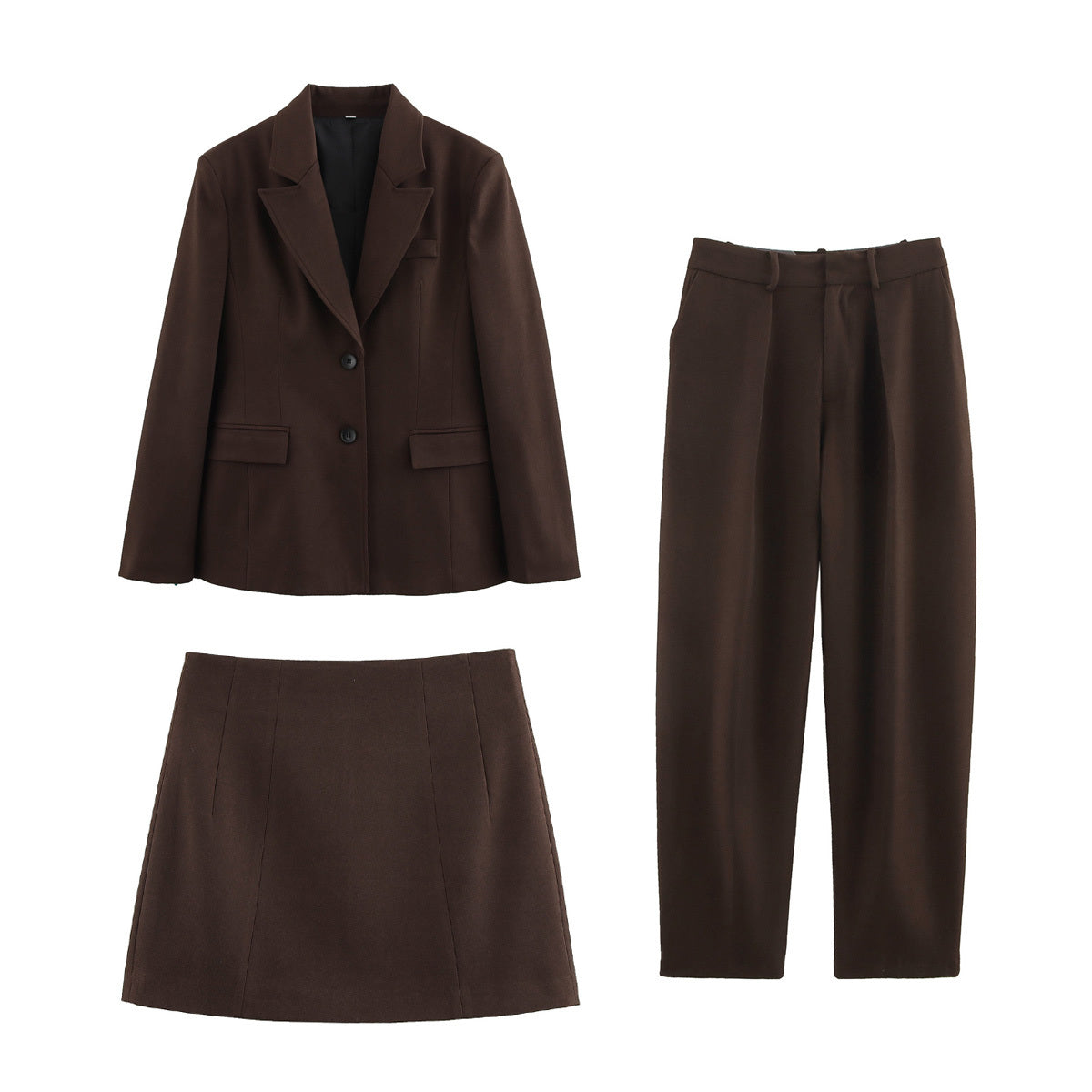 Women's new fashion slim lapel Button-up suit jacket+Pants +Skirts suit